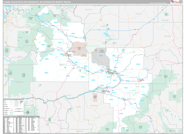 Yakima-Pasco-Richland-Kennewick DMR, WA Wall Map