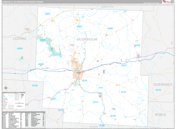 Zanesville DMR, OH Wall Map