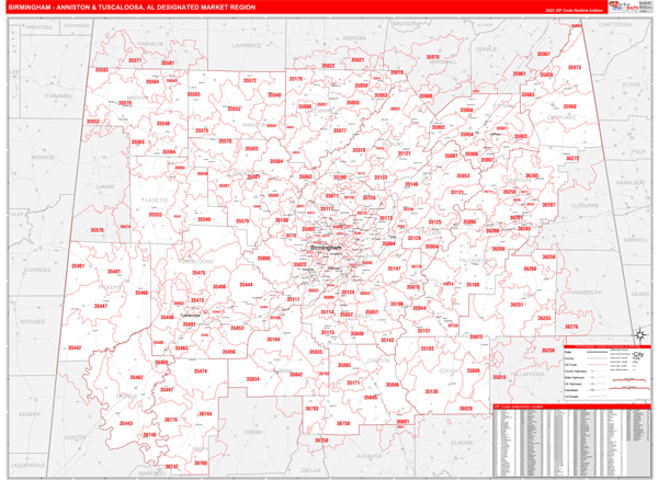Birmingham (Anniston & Tuscaloosa) DMR, AL Wall Map