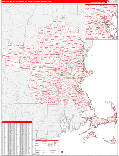 Boston (Manchester) DMR, MA Wall Map