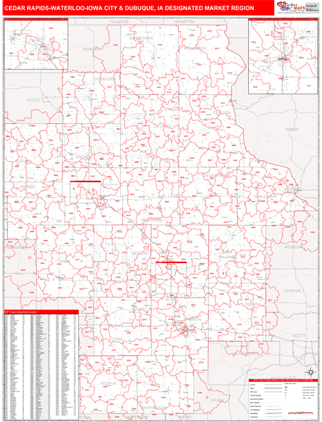 Cedar Rapids-Waterloo-Iowa City & Dubuque DMR, IA Wall Map