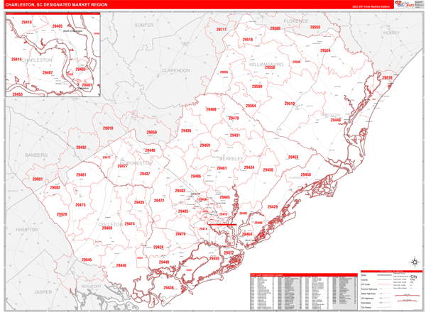 Charleston DMR, SC Wall Map