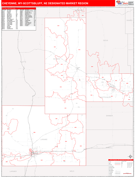 Cheyenne-Scottsbluff DMR, WY Wall Map