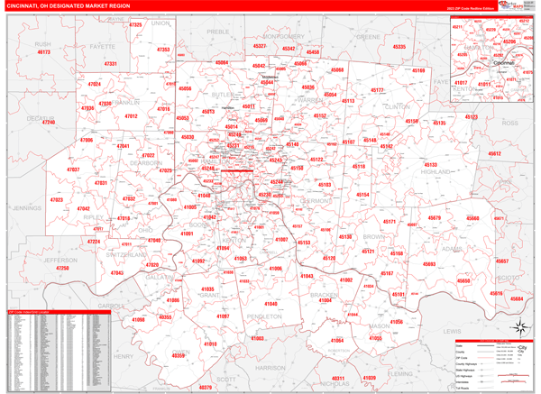 Cincinnati DMR, OH Wall Map