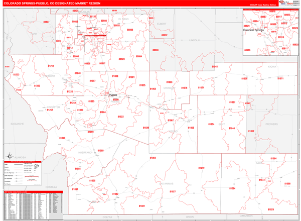 Colorado Springs-Pueblo DMR, CO Wall Map