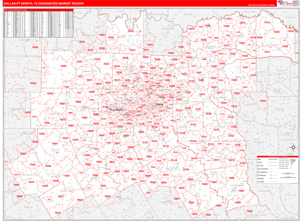 Dallas-Ft.Worth DMR, TX Wall Map