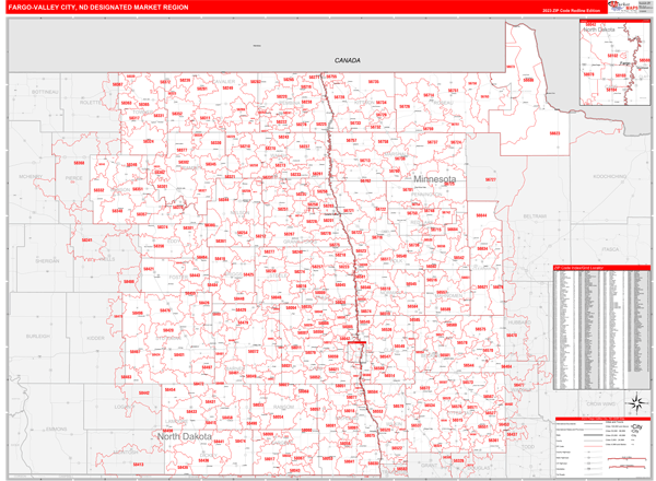 Fargo-Valley City DMR, ND Wall Map