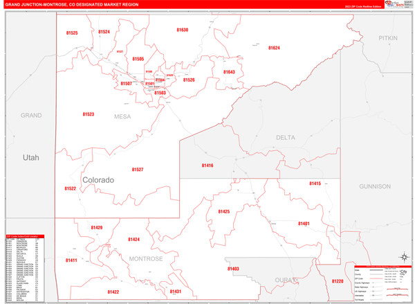 Grand Junction-Montrose DMR, CO Wall Map