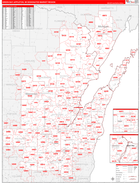 Green Bay-Appleton DMR, WI Wall Map