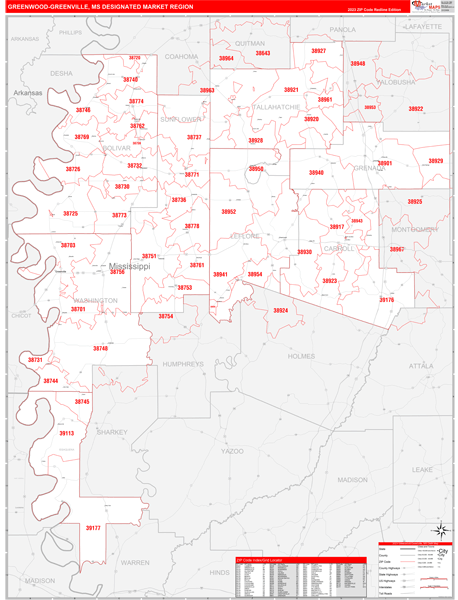 Greenwood-Greenville DMR, MS Wall Map