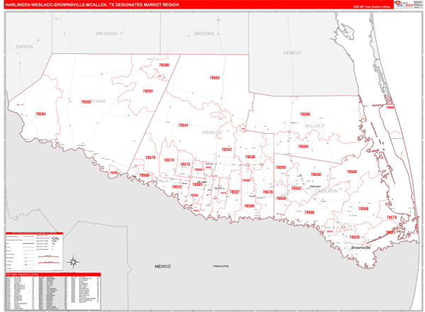Harlingen-Weslaco-Brownsville-Mcallen DMR, TX Wall Map