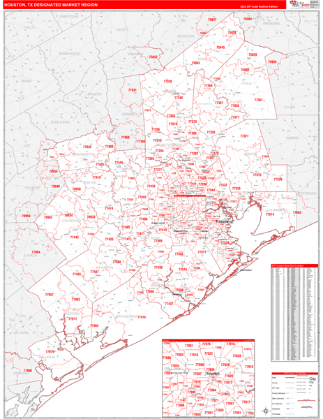 Houston DMR, TX Wall Map