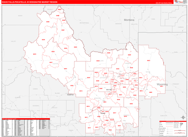 Idaho Falls-Pocatello DMR, ID Wall Map