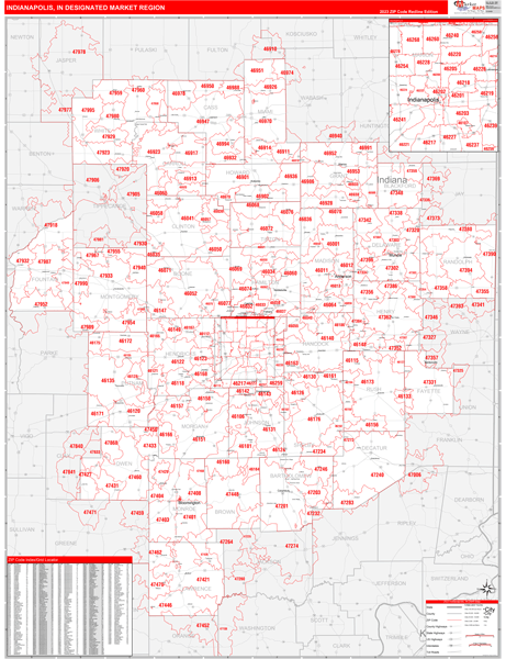 Indianapolis DMR, IN Wall Map