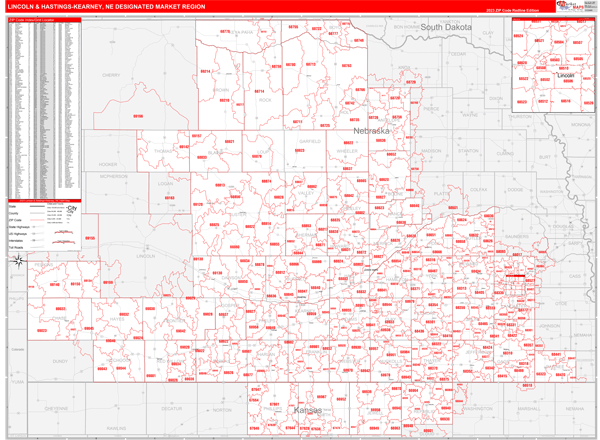 Lincoln & Hastings-Kearney DMR, NE Wall Map