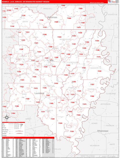 Monroe-El Dorado DMR, LA Wall Map