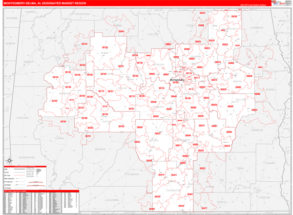 Montgomery (Selma) DMR, AL Wall Map