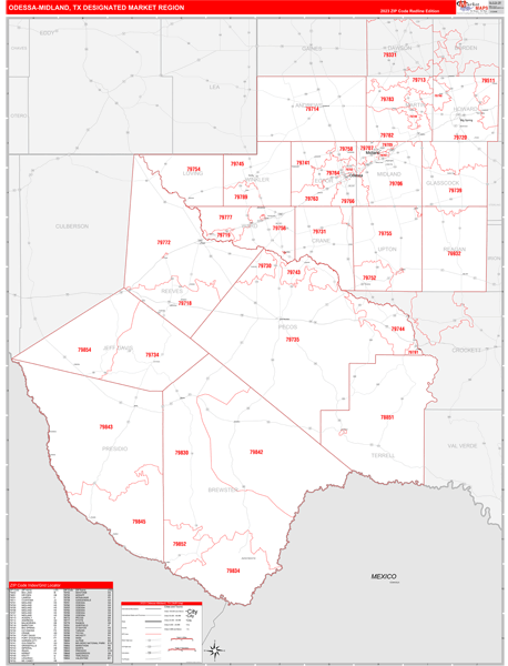 Odessa-Midland DMR, TX Wall Map