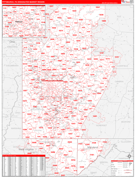 Pittsburgh DMR, PA Wall Map