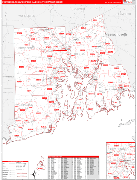 Providence-New Bedford DMR, RI Wall Map