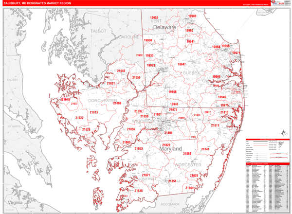 Salisbury DMR, MD Wall Map