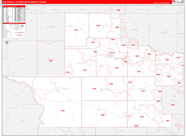 San Angelo DMR, TX Wall Map