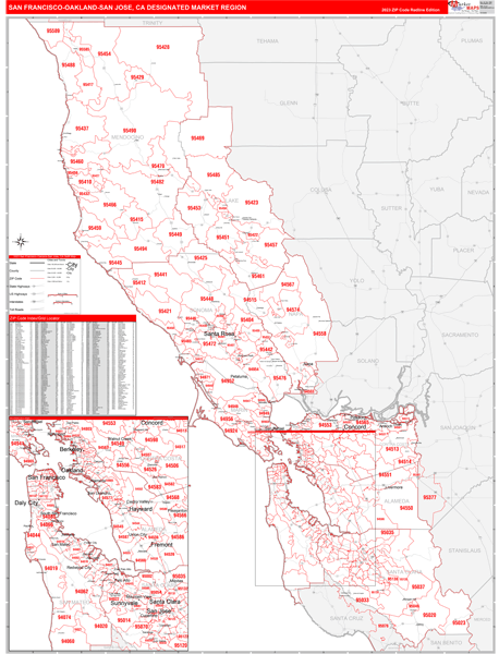 San Francisco-Oakland-San Jose DMR, CA Wall Map