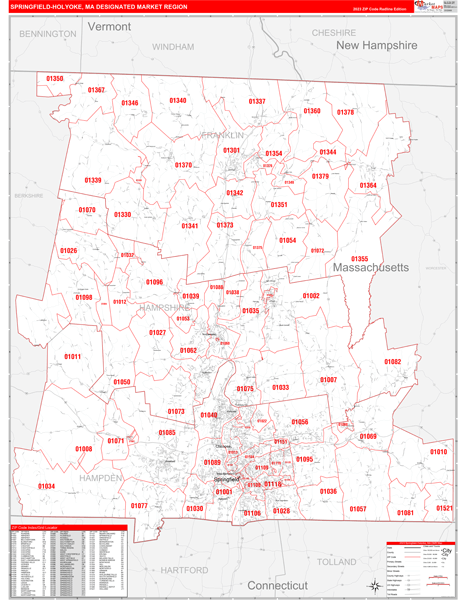 Springfield-Holyoke DMR, MA Wall Map