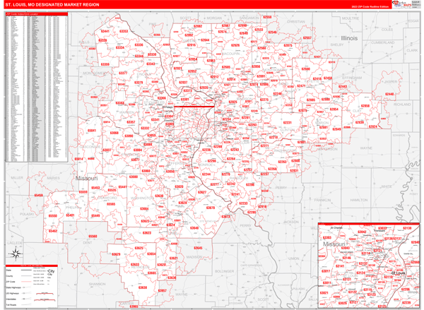 St. Louis DMR, MO Wall Map