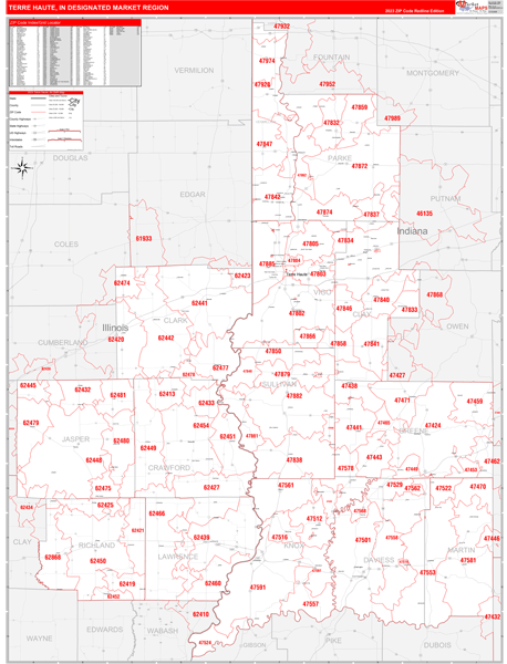 Terre Haute DMR, IN Wall Map