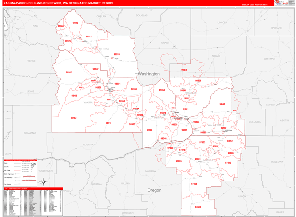 Yakima-Pasco-Richland-Kennewick DMR, WA Wall Map