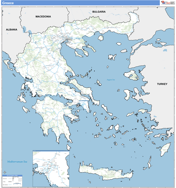 Greece Wall Map Basic Style by MarketMAPS - MapSales