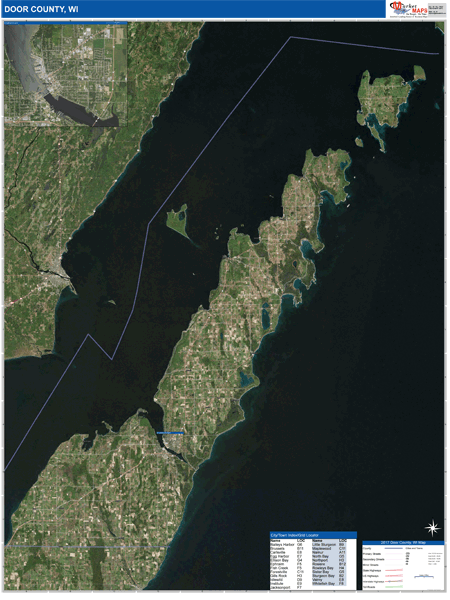 Door County Digital Map Satellite Style