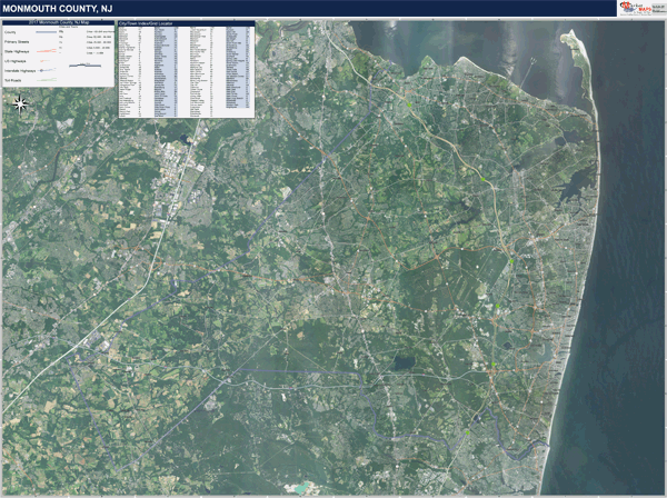 Glynn County Wall Map Satellite Style