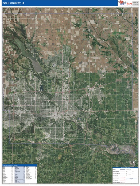 Davidson County Wall Map Satellite Style