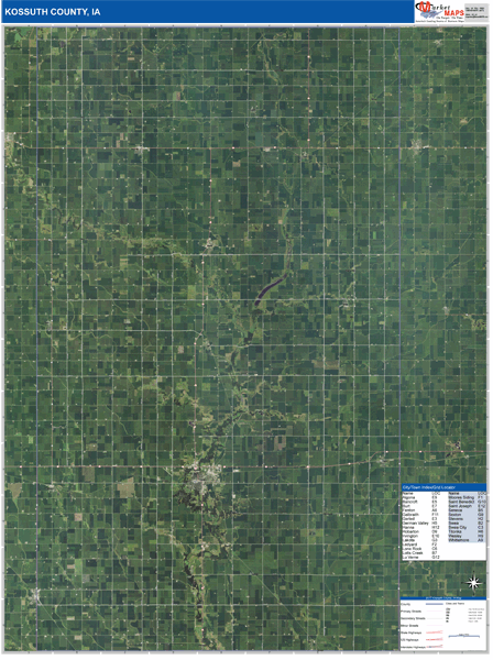 Green County Wall Map Satellite Style