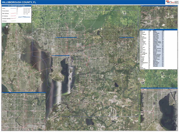 Hillsborough County, FL Wall Map Premium Style by MarketMAPS - MapSales