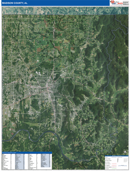 Madison County Wall Map Satellite Style