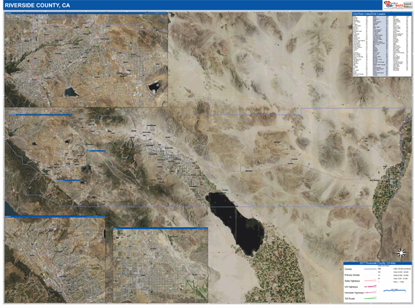 Riverside County Wall Map Satellite Style