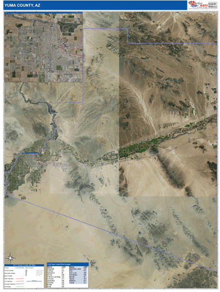 Yuma County Wall Map Satellite Style
