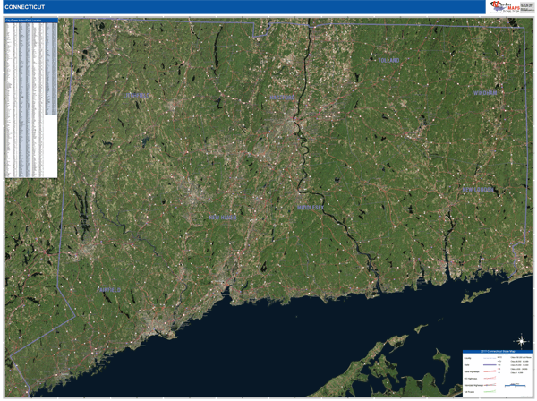 Connecticut  CT Satellite Style
