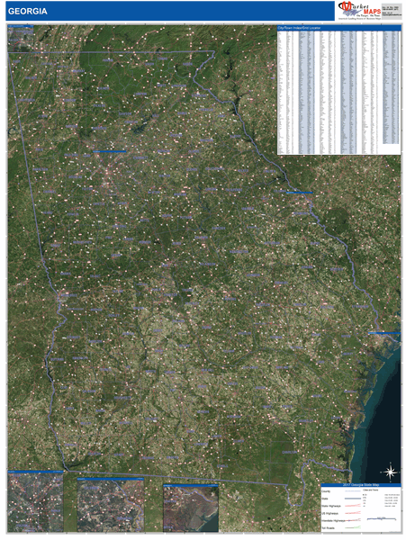 Georgia State Digital Map Satellite Style