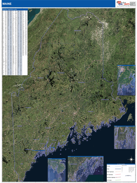Maine State Digital Map Satellite Style