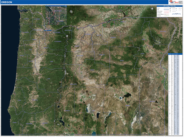 Oregon State Digital Map Satellite Style