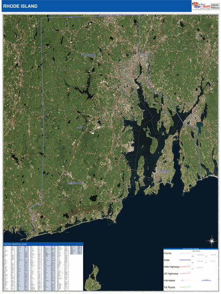 Rhode Island State Map Book Satellite Style
