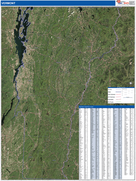 Vermont State Map Book Satellite Style