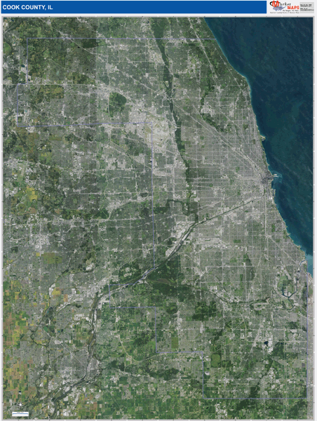 Milwaukee County, WI Wall Map Satellite Pure Style by MarketMAPS - MapSales