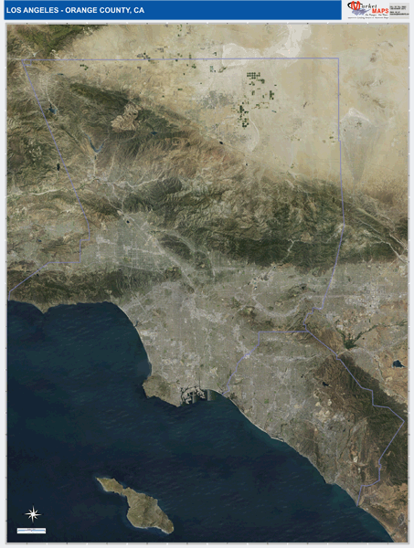 Los Angeles-Orange County, CA Wall Map