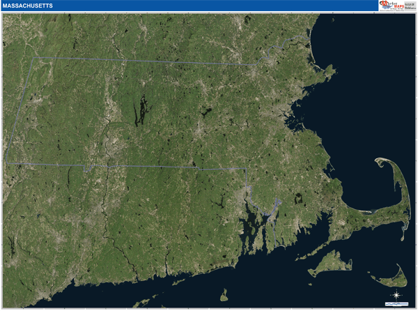 Massachusetts Wall Map