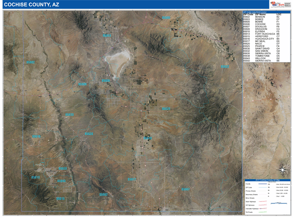 Cochise County, AZ Wall Map